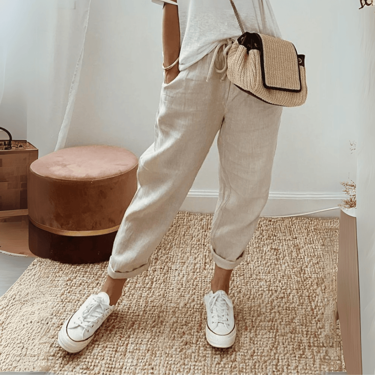 Ely Relaxed-Fit Linen Pants with Drawstring Waist
