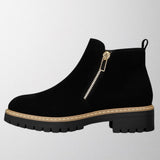 Tara Sinclair Women's Suede Ankle Boots With Gold Zip Detail