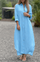 Roberta Button-Down Shirt-Style Maxi Dress for Women