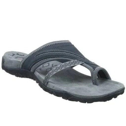 Comfortable Cross-Strap Toe-Loop Slide Sandals with Cushioned Footbed