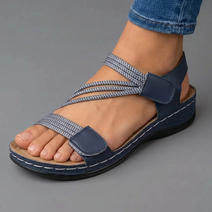 Delvaine Orthopedic Wedge Sandals with Open Toe and Adjustable Elastic Straps
