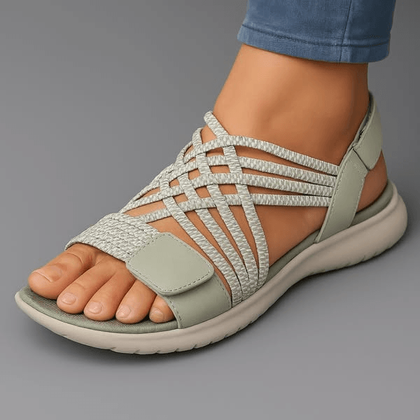 Orthopedic Flat Sandals with Strappy Criss-Cross Upper and Adjustable Straps