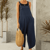 Harper Wide-Leg Linen Jumpsuit with Adjustable Straps and Side Pockets