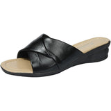 Comfortable Slide Sandals with Crossed Straps and Low Wedge Heel
