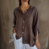 Amélie Rousseau | Women's Relaxed Linen Long-Sleeve Blouse