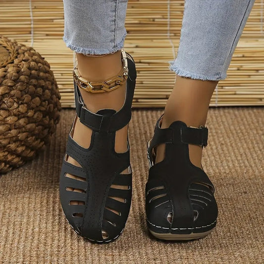 Comfortable Closed-Toe Orthopedic Wedge Sandals with Adjustable Ankle Strap
