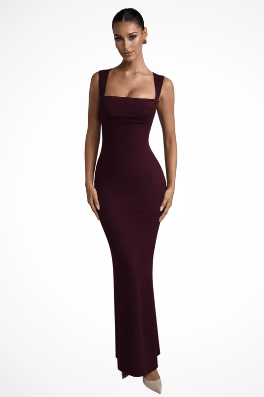 Amelia Stafford Sculpted Square-Neck Bodycon Sundress for Women in Stretch Knit