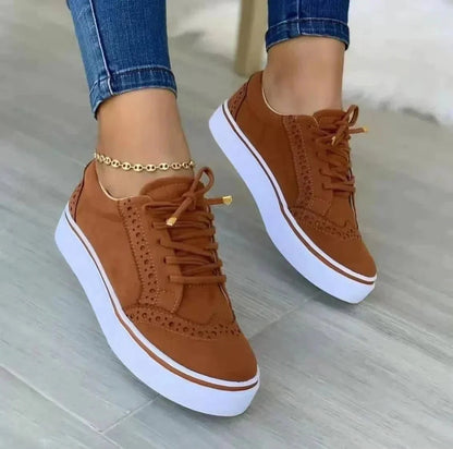 Women's Cushioned Perforated Faux Suede Platform Sneakers with Arch Support