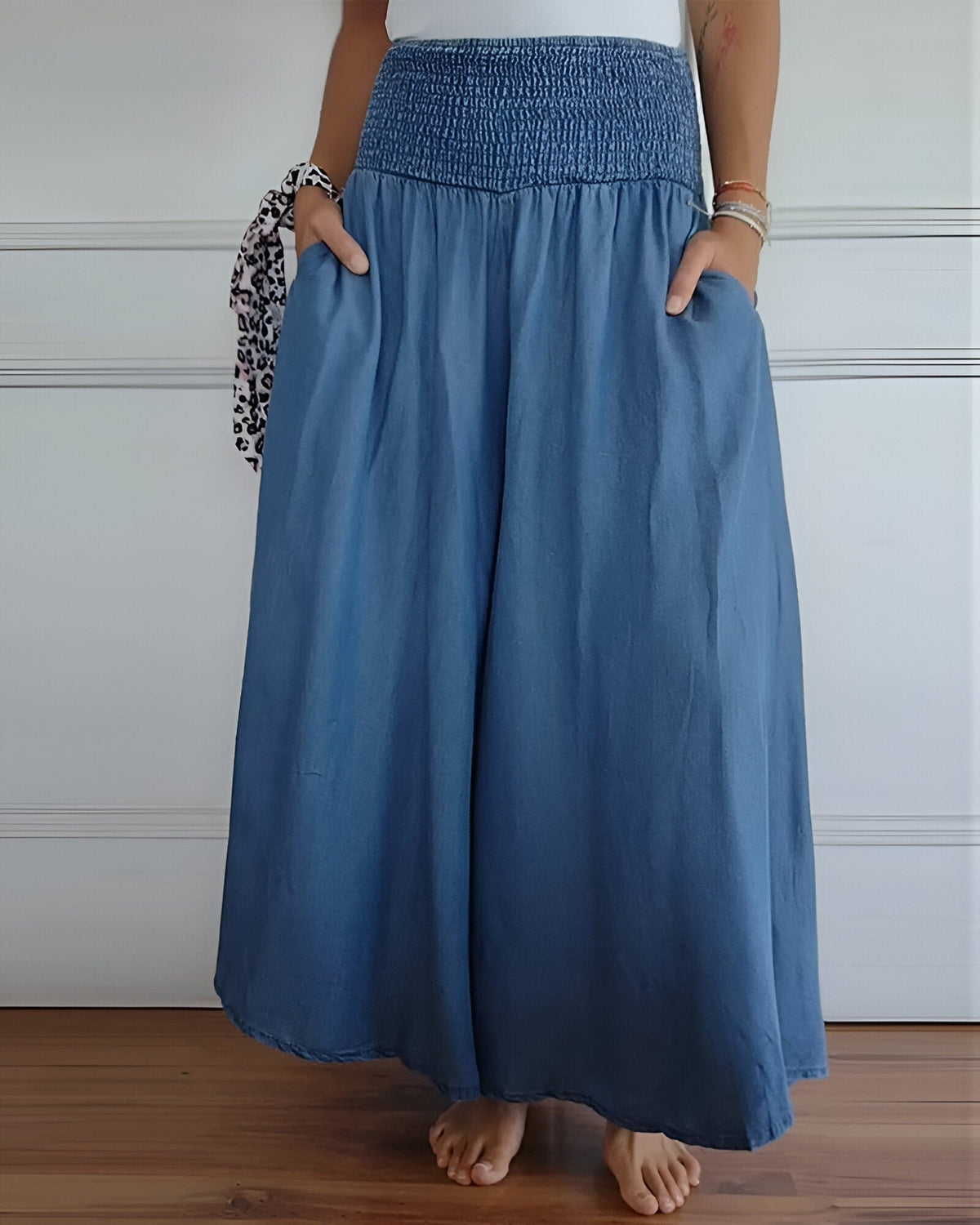 Lorraine Elastic-Waist Wide-Leg Linen Pants for Women
