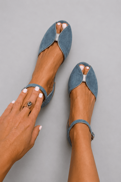 Women's Suede Ankle-Strap Sandals with Cushioned Footbed