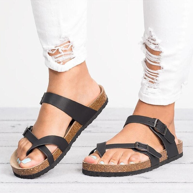 Women's Cushioned Sandals with Adjustable Buckle Strap
