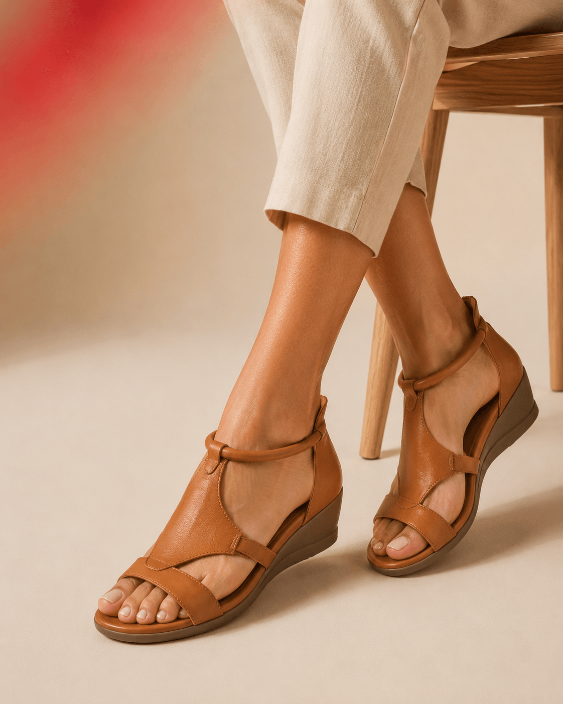 Sharon Comfortable Orthopedic Wedge Sandals with Ankle Strap and Open Toe