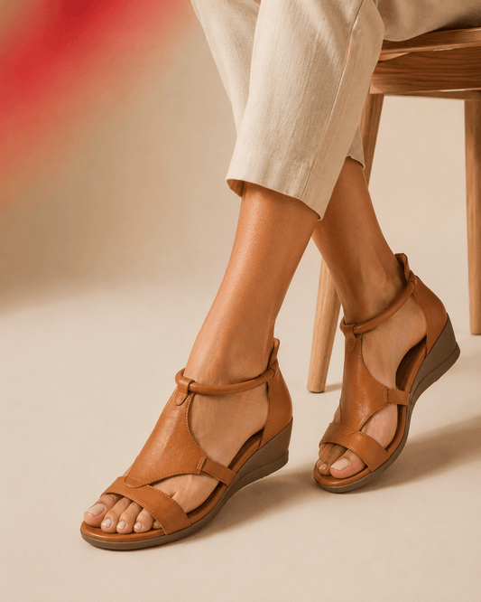 Sharon Comfortable Orthopedic Wedge Sandals with Ankle Strap and Open Toe