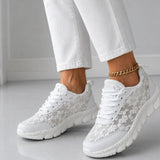 Star Mesh Lace-Up Platform Sneakers with Cushioned Sole for Women