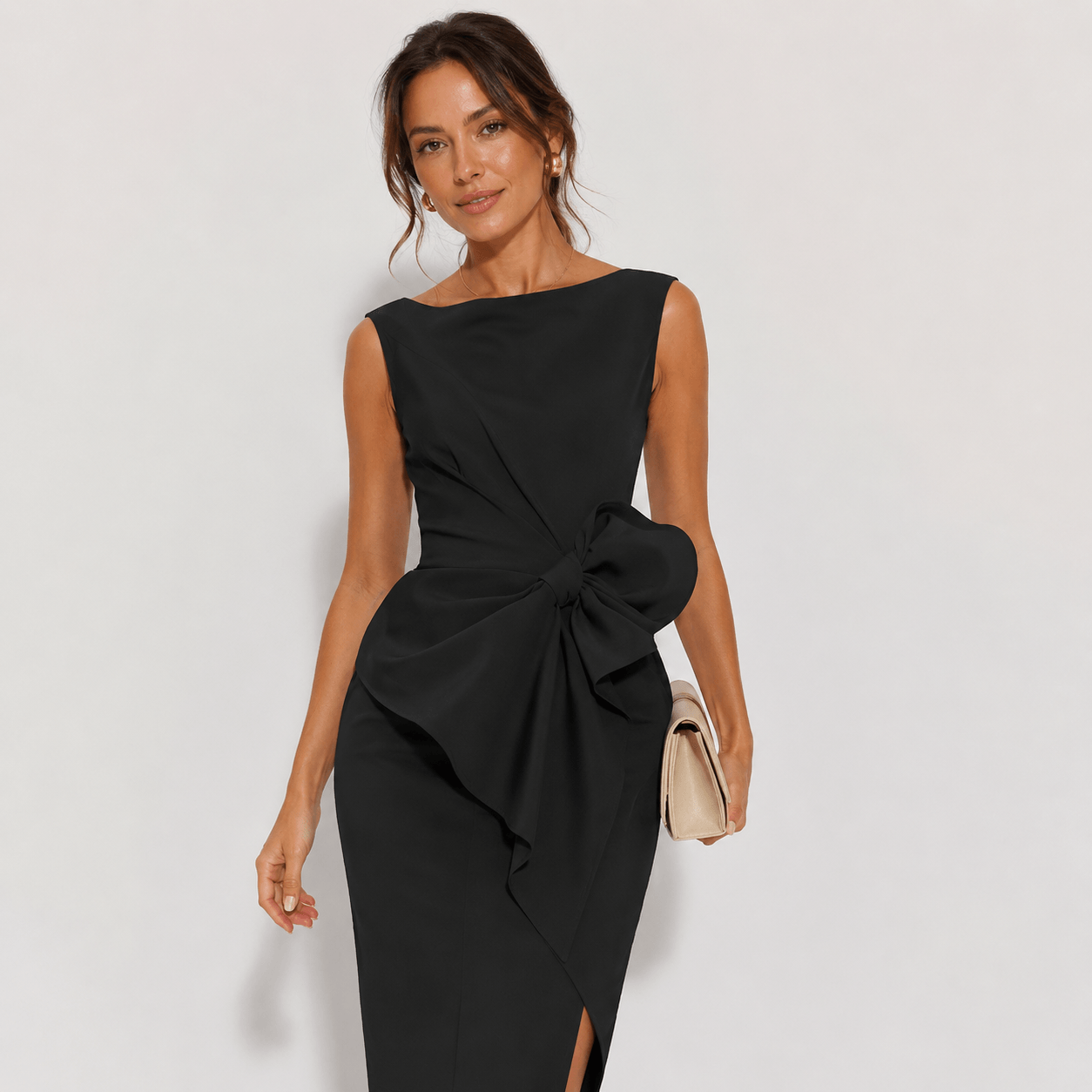 Cordelia Ashworth Bow Detail Midi Sheath Dress for Christmas Dress Occasions