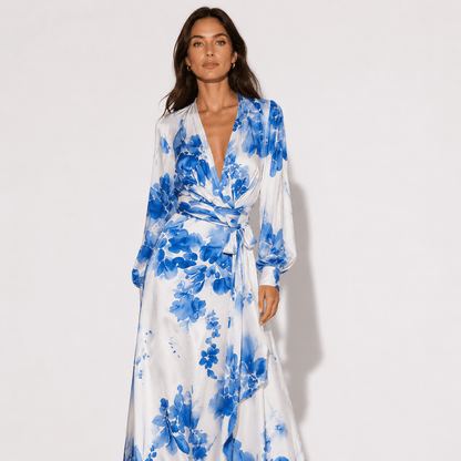 Aurora Sinclair Floral Chiffon Wrap Maxi Dress for Women
