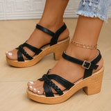 Esme Orthopedic Platform Sandals with Braided Straps and Block Heel