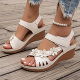 Elise Sheridan | Floral Wedge Sandals with Cushioned Footbed