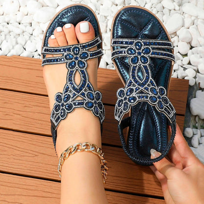 Women's Embellished Cushioned Sandals with Adjustable Straps