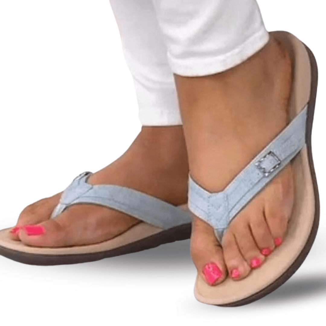 Daryl Orthopedic Thong Sandals with Contoured Arch Support and Buckle Strap