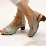 Women's Cushioned Slingback Wedge Sandals with Leather Upper