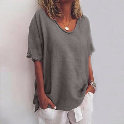 Lyra Women's Loose-Fit Short Sleeve Blouse Top