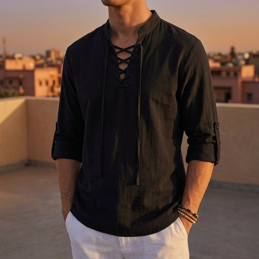 Azmirelle Lace-Up Renaissance Shirt for Men