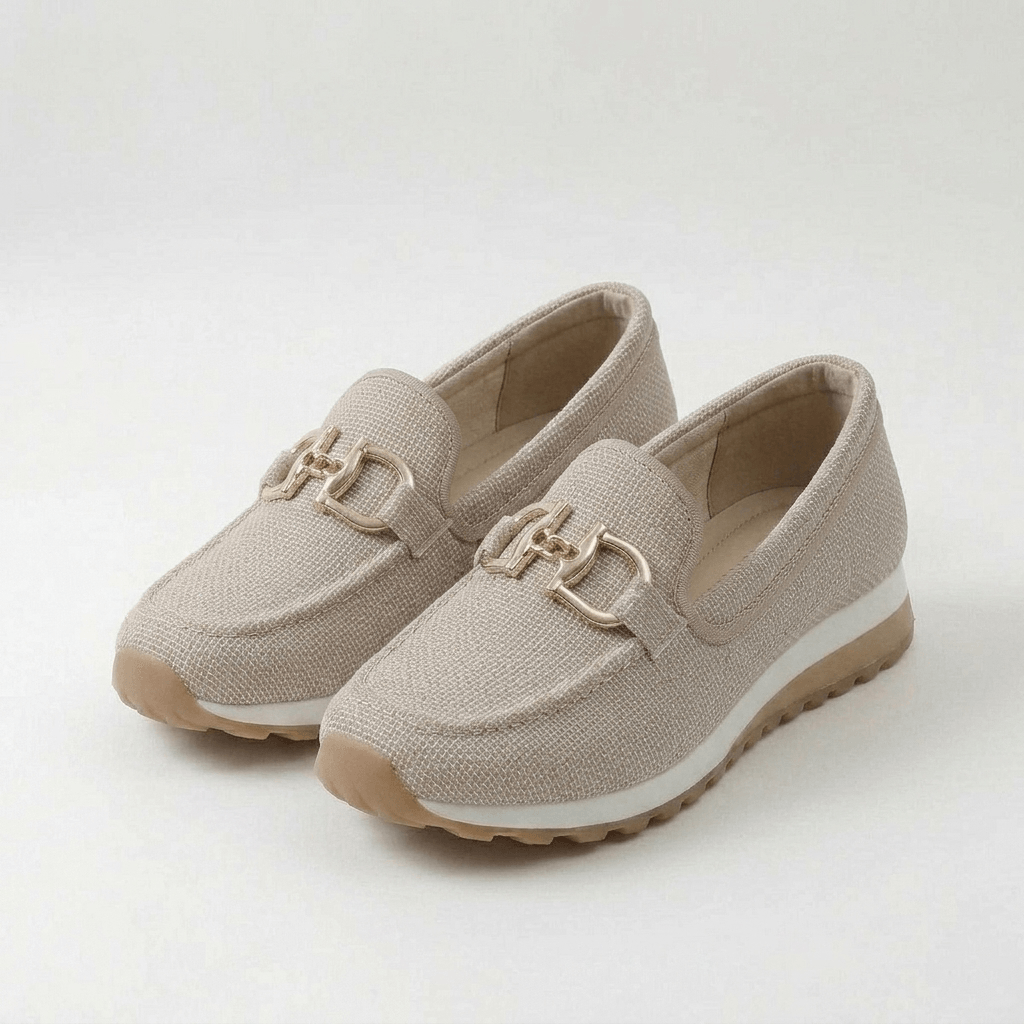 Lili Women's Slip-On Textile Sneakers with Cushioned Sole and Bit-Buckle Detail