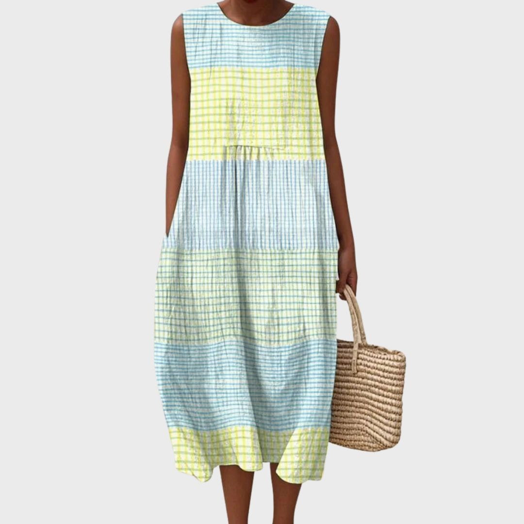 Sophryana Printed Sleeveless Summer Midi Dress for Women