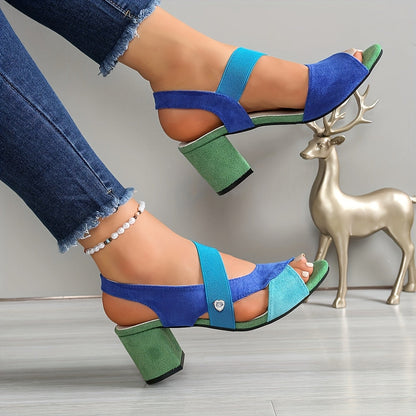 Elara Block Heel Sandals with Crossed Straps for Women's Comfort Shoes