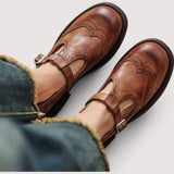 Women's Brogue Mary Jane Comfort Shoes with Ankle Strap