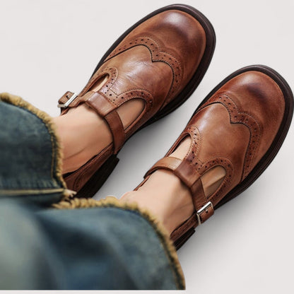 Women's Brogue Mary Jane Comfort Shoes with Ankle Strap