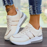Whitney Women's Lace-Up Cushioned Sneakers with Metallic Panels