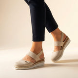 Women's Cushioned Espadrille Wedge Sandals with Slingback Strap