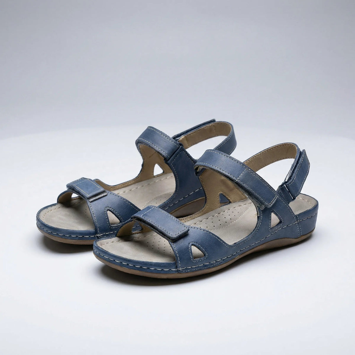 Orthopedic Walking Sandals with Adjustable Straps and Low Wedge Sole