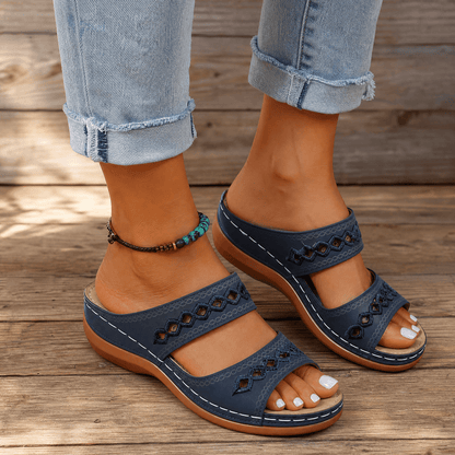 Women's Cushioned Wedge Sandals with Arch Support Footbed