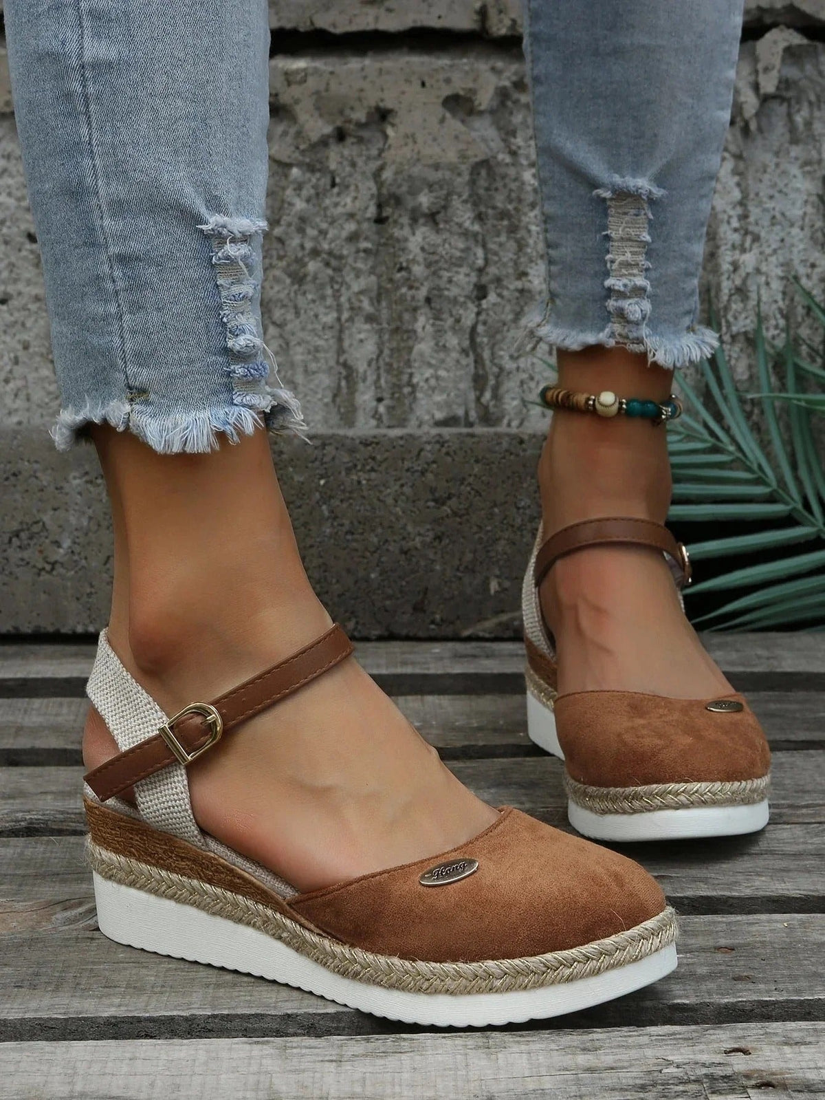 Women's Espadrille Wedge Sandals with Cushioned Footbed