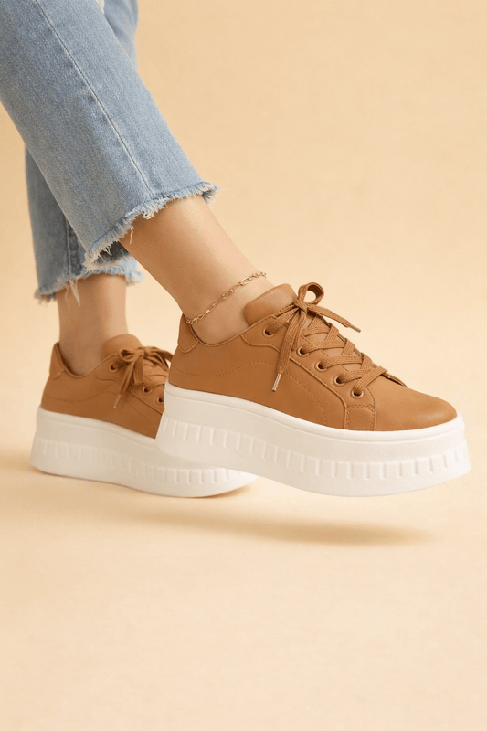 Charlotte Bellini Cushioned Platform Sneakers with Lace-Up Front