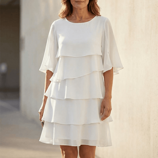 Florelle Tiered Ruffle Knee-Length Polyester Dress for Women