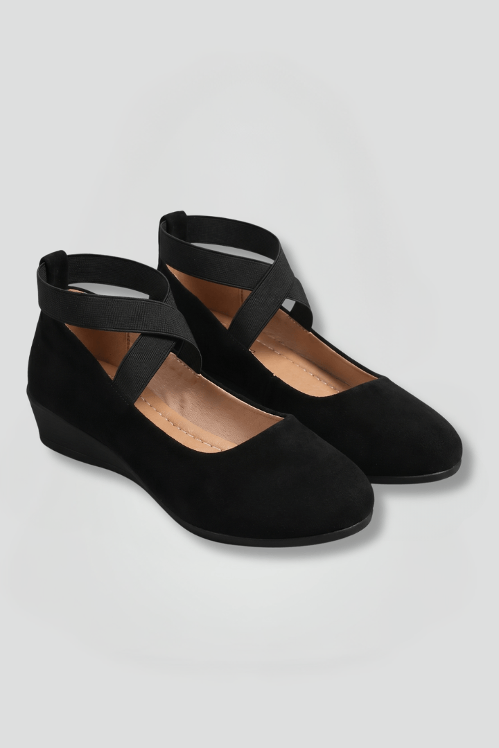 Women's Cushioned Wedge Flats with Crisscross Elastic Straps