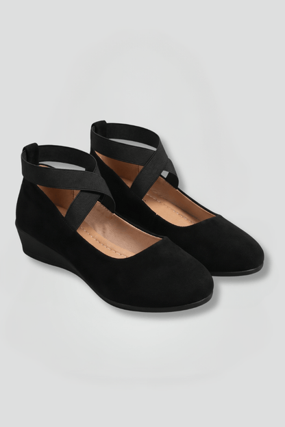 Women's Cushioned Wedge Flats with Crisscross Elastic Straps