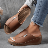 Ecka Arch-Support Platform Wedge Slide Sandals with Open Toe