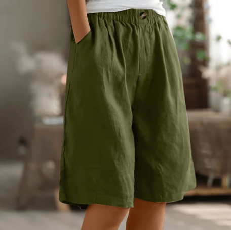 Renee Tailored Linen Shorts with Elasticated Pleated Waist