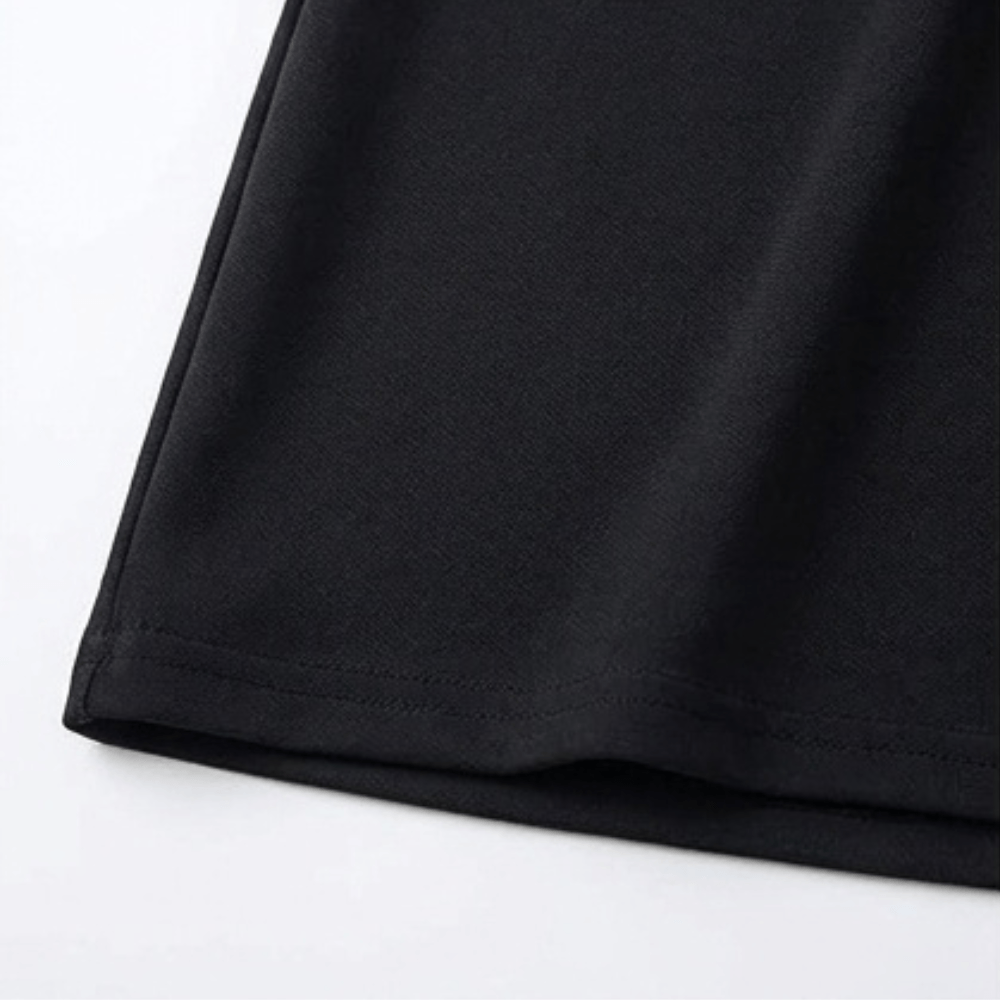 Square-Neck Cotton Blend Women's Midi Dress with Side Pockets