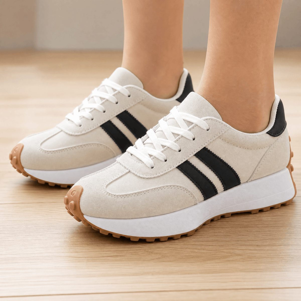 Velora Retro Suede Colorblock Cushioned Platform Sneakers for Women