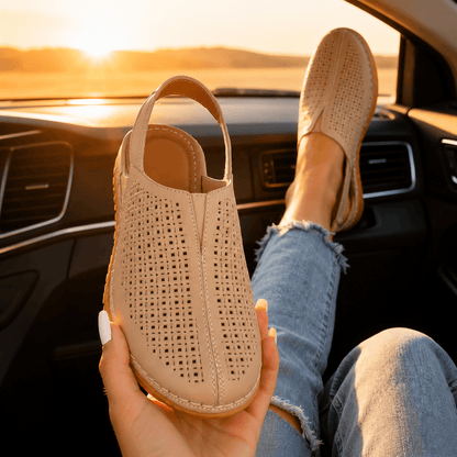 Perforated Wedge Slingback Sandals with Cushioned Sole for Women