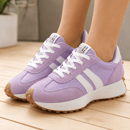 Velora Retro Suede Colorblock Cushioned Platform Sneakers for Women