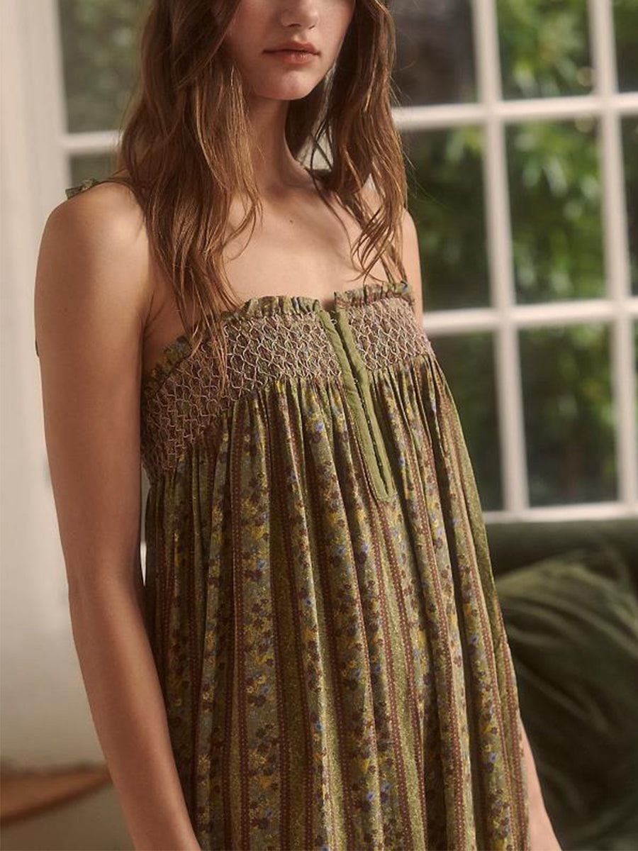 Women's Boho Harem Linen Jumpsuit with Tie-Shoulder Straps