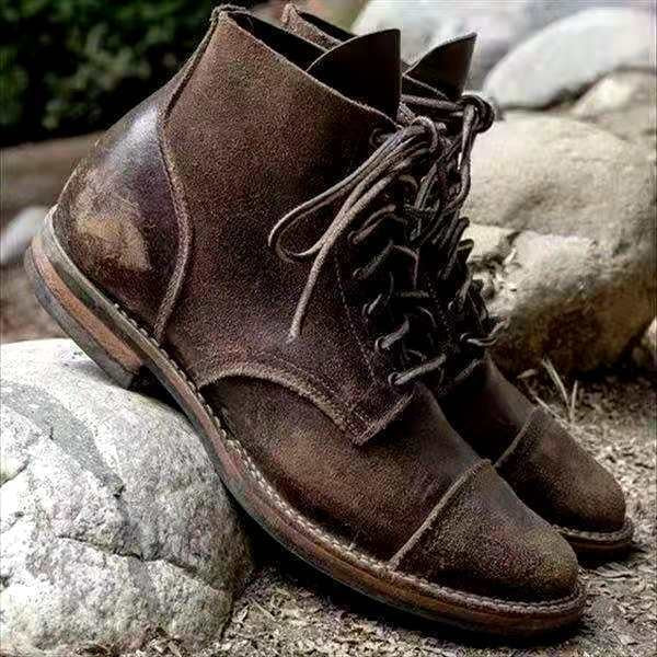 Rugged Lace-Up Leather Work Boots for Everyday Wear