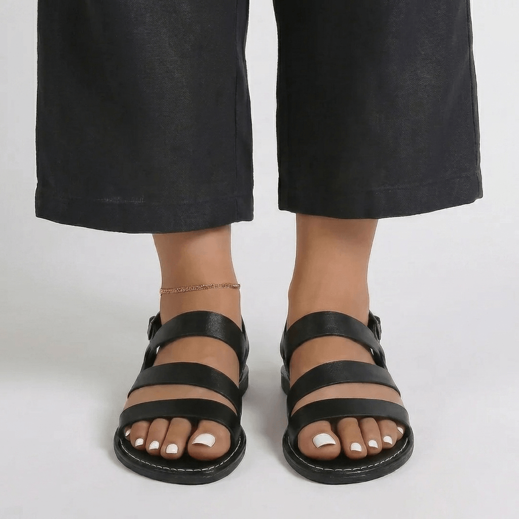Women's Cushioned Flat Sandals with Back Strap